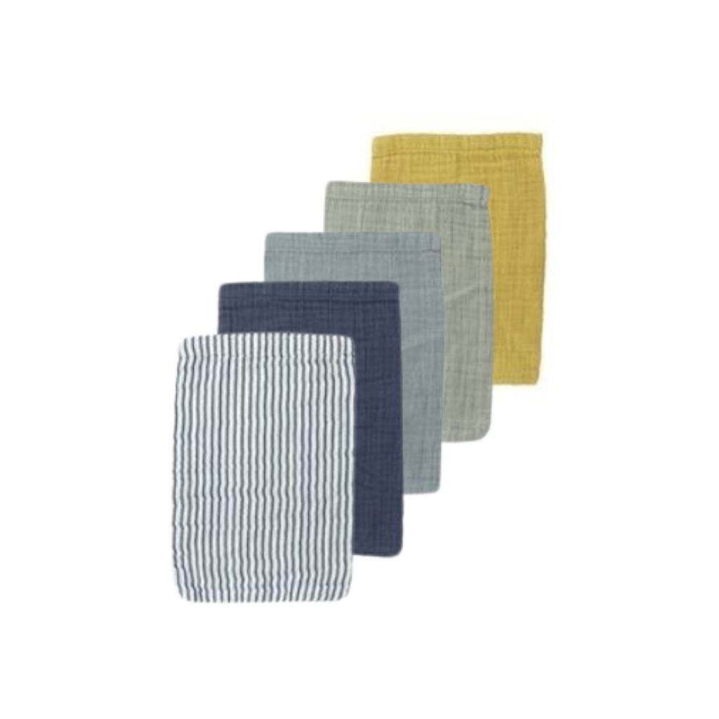 Dreambee Hydrofiel Washandje Essentials oker/blauw/grijs - 5 stuks