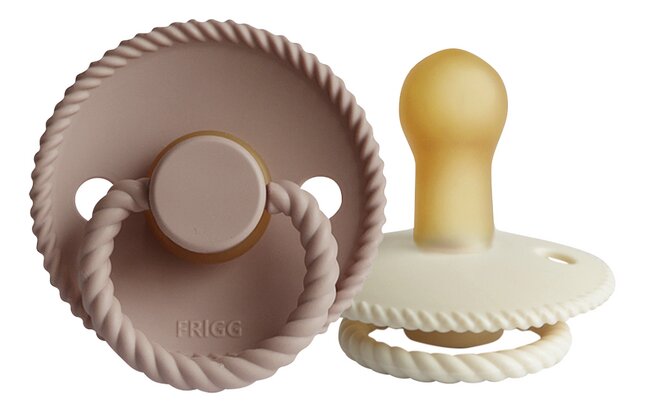 FRIGG Fopspeen 6 - 18 maanden Rope latex Blush/Cream - 2 stuks