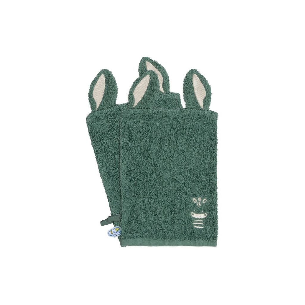 Dreambee Gant de toilette Flo vert - 2 pièces