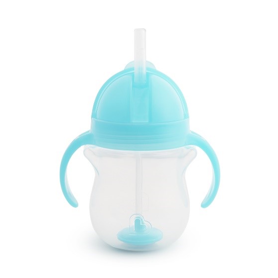 Munchkin Drinkfles met rietje Tip&Sip Flip Straw cup 207 ml blauw