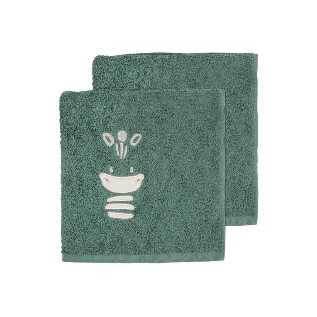 Dreambee Serviette Flo vert Lg 50 x L 100 cm - 2 pièces