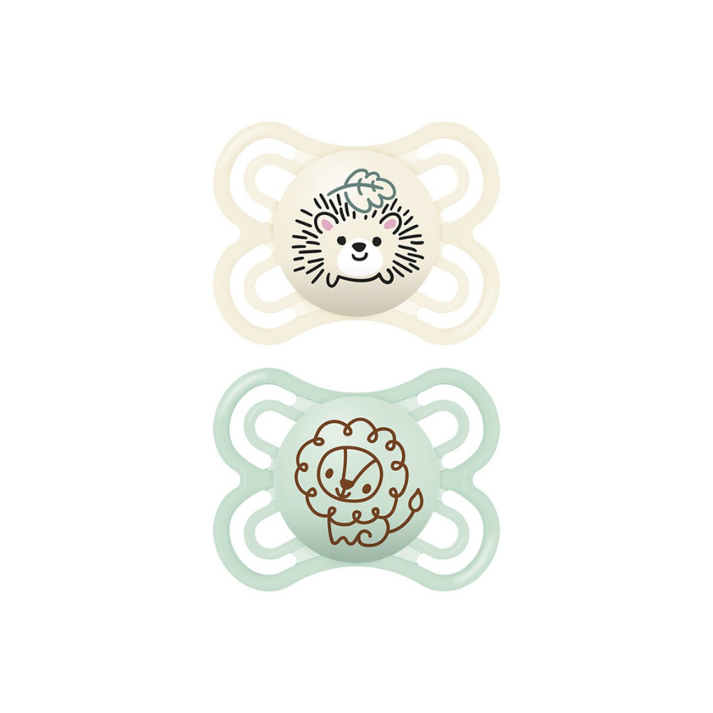 MAM Fopspeen + 0 maanden Perfect Silicone beige/groen - 2 stuks
