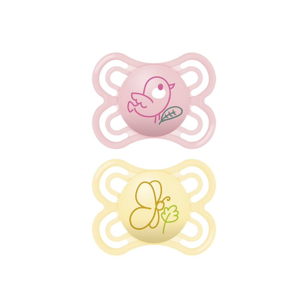 MAM Fopspeen + 0 maanden Perfect Silicone roze/geel - 2 stuks