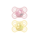 MAM Sucette + 0 mois Perfect Silicone rose/jaune - 2 pièces