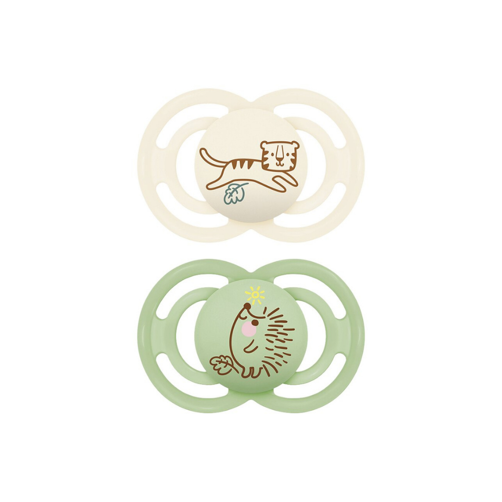 MAM Fopspeen + 6 maanden Perfect Silicone beige/groen - 2 stuks