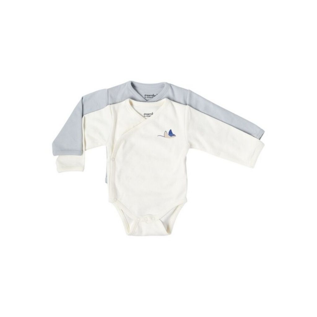 Dreambee Body cache-coeur à manches longues Billie raie beige/gris - 2 pièces 