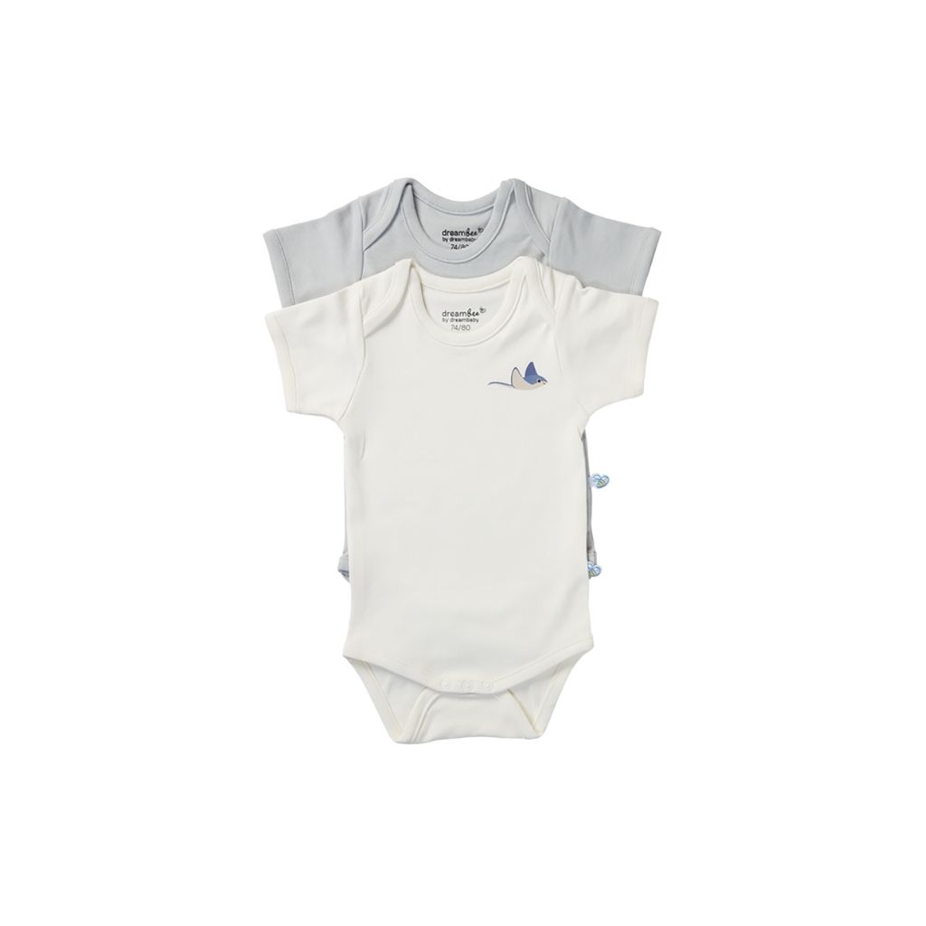 Dreambee Body met korte mouwen Billie beige/grijs - 2 stuks