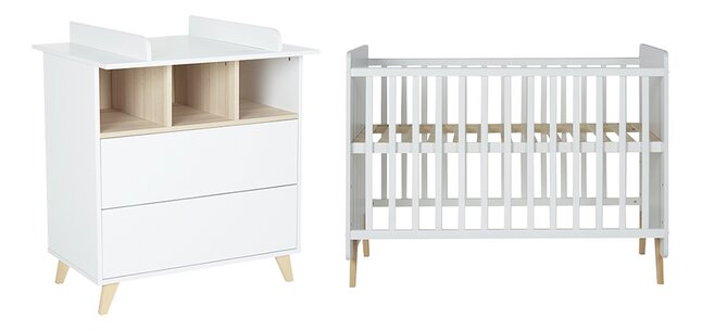 Quax 2-delige babykamer (bed + commode) Loft White