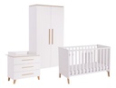 Transland 3-delige babykamer (bed + commode + kast met 2 deuren) Steffi wit
