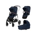 Cybex Kinderwagen Gazelle S Silver/Ocean Blue + draagmand + extra zitje