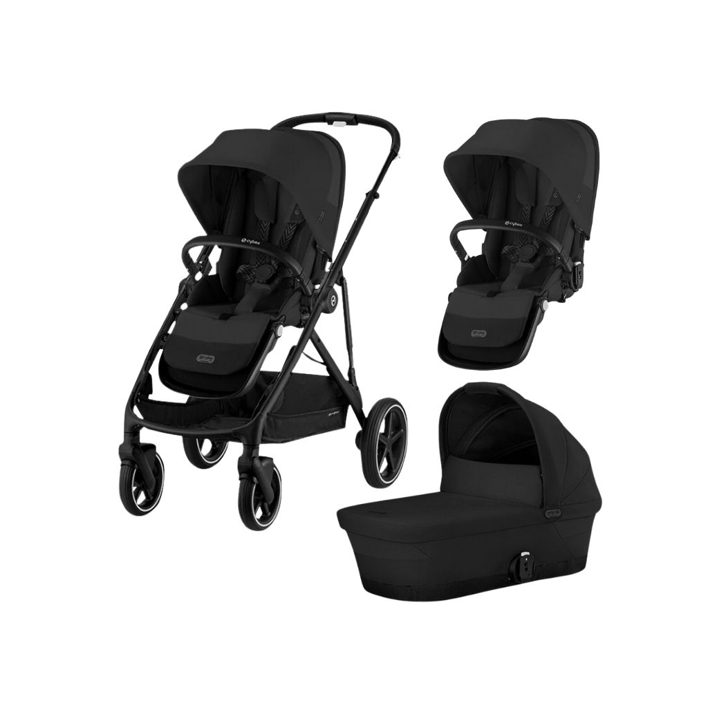 Cybex Poussette Gazelle S Moon Black + nacelle + siège supplémentaire