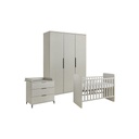 Transland Chambre de bébé 3 pièces (lit évolutif + commode + armoire 3 portes) Jessie beige