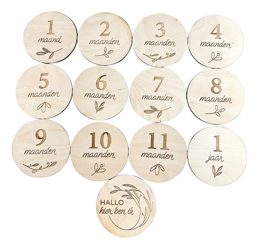 [27598501] Minimou Milestone Cards Wood néerlandais - 13 pièces