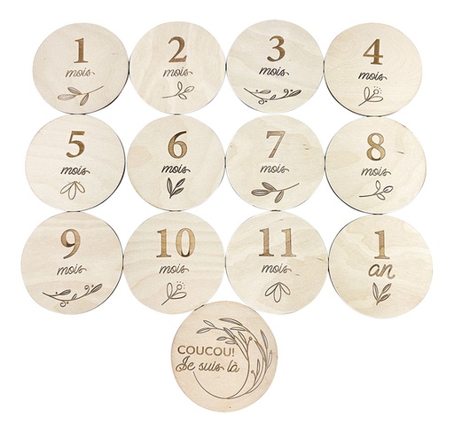 [27598601] Minimou Milestone Cards Wood Frans - 13 stuks