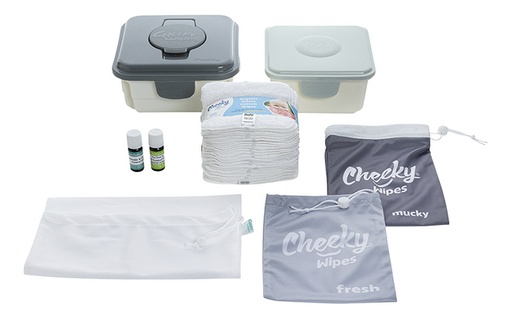 [27789301] Cheeky Wipes Lingettes lavables All-in-one Premium Kit blanc