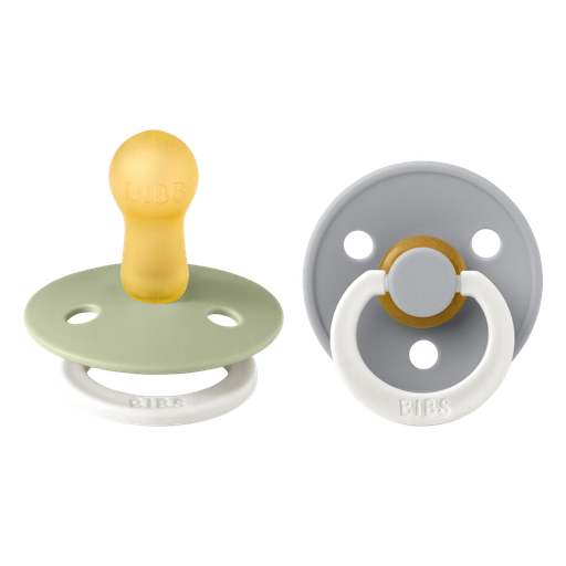 [28100201] Bibs Sucette + 6 mois Glow in the dark Sage/Cloud - 2 pièces