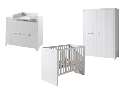 [27866801] Jaxx 3-delige babykamer (bed + commode + kast met 3 deuren) Erik wit
