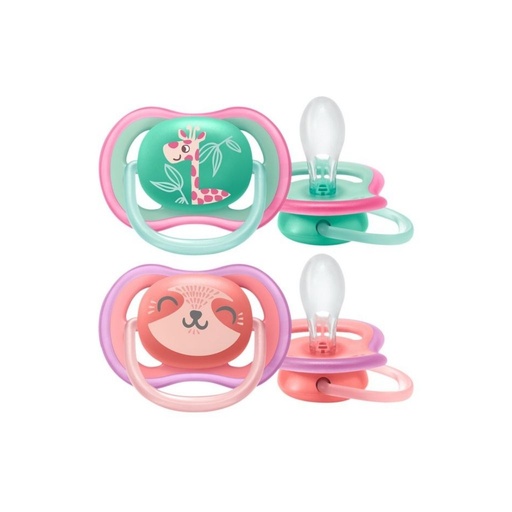 [9353301] Philips AVENT Sucette + 18 mois Ultra Air girafe/chat - 2 pièces