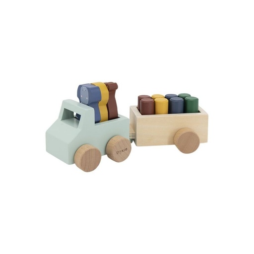 [16633801] Trixie Voiture avec remorque en bois Animaux