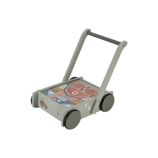 [26744801] Little Dutch Pousseur avec blocs en bois Little Farm vert