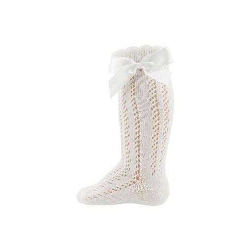 [9016501] Ewers Paire de chaussettes hautes nœud Latte taille 17/18