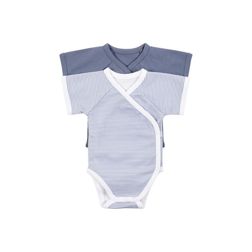 Dreambee Body met overslag en korte mouwen Essentials streepjes blauw - 2 stuks