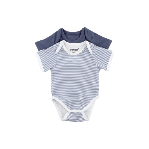 Dreambee Body met korte mouwen Essentials streepjes blauw - 2 stuks