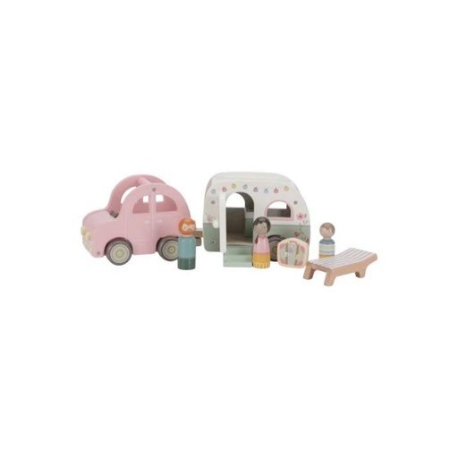 [28308701] Little Dutch Houten auto met caravan