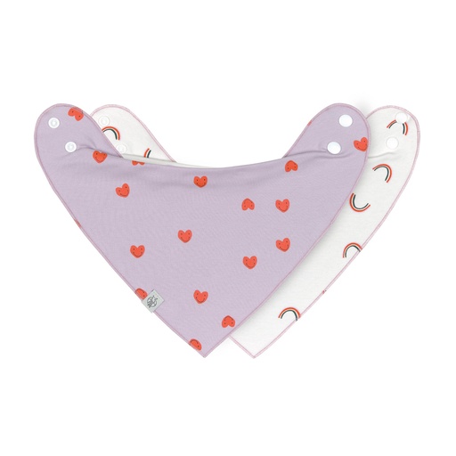 [28314701] Lässig Bavoir bandana Happy Rascals Heart Lavender - 2 pièces