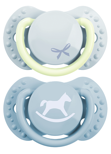 [28332101] Difrax Fopspeen + 0 maanden LOVI Dynamic Newborn Baby Shower Blue - 2 stuks