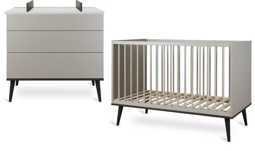 [28702101] Quax 2-delige babykamer (bed L 120 x B 60 cm + commode) Flow Stone