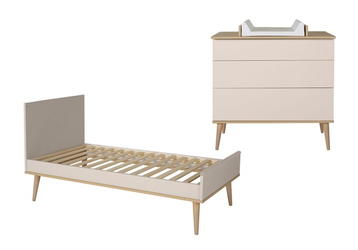 [28702901] Quax 2-delige babykamer (meegroeibed L 140 x B 70 cm + commode) Flow Clay