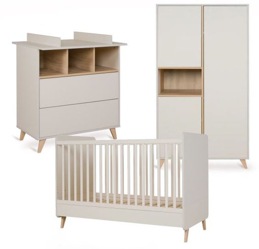 [28703701] Quax 3-delige babykamer (bed + commode met verlengstuk + kast met 2 deuren) Loft Clay 