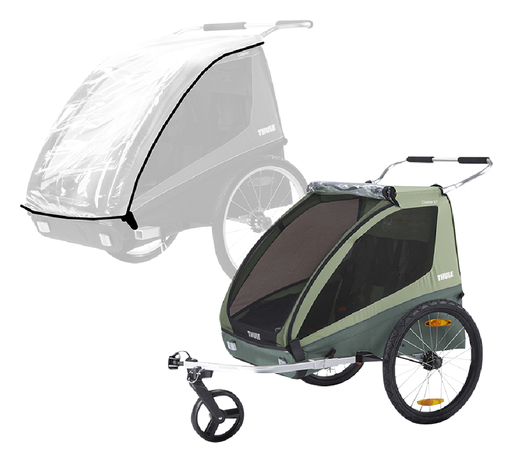 [28011301] Thule Remorque de vélo Coaster 2 XT Mallard Green avec habillage de pluie