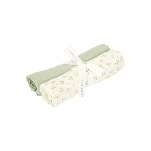 [30151701] Little Dutch Tetradoek Blueberry Leaves L 70 x B 70 cm - 2 stuks
