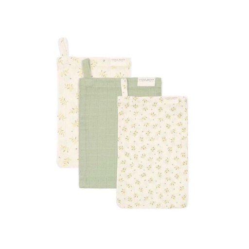 [30151801] Little Dutch Gant de toilette Blueberry Leaves - 3 pièces