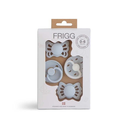 [30394301] FRIGG Fopspeen 0 - 6 maanden Baby’s First pacifier​ - Moonlight Sailing Powder Blue - 4 stuks