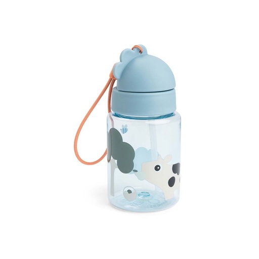 [30416101] Done By Deer Gourde avec paille Playground Tiny Farm bleu 280 ml
