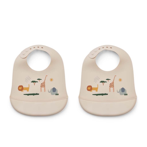 [30434801] Liewood Slabbetje siliconen Tilda Safari Multi - 2 stuks