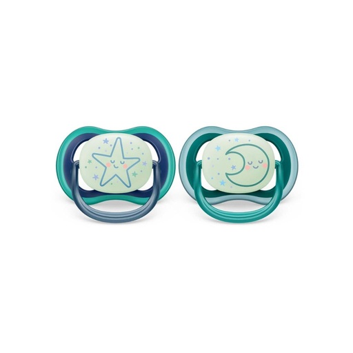 [30470301] Philips AVENT Sucette + 6 mois Ultra Air Night étoile/lune - 2 pièces