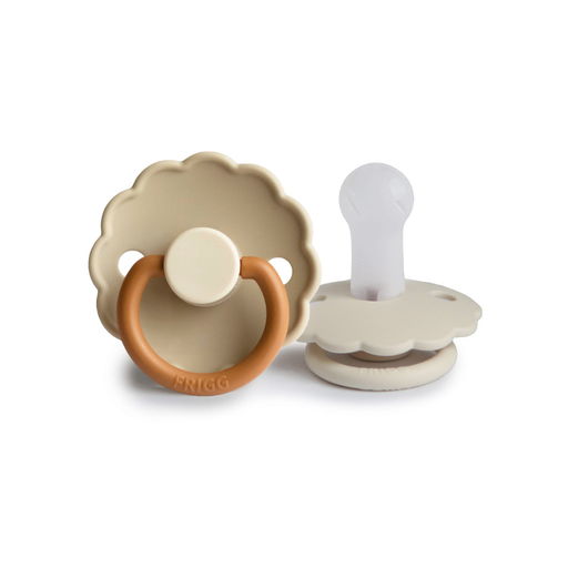 [30713201] FRIGG Fopspeen 6 - 18 maanden Daisy Blooming Silicone Desert/Cream- 2 stuks