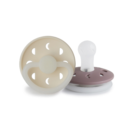 [30714101] FRIGG Sucette + 0 mois Moon Night silicone Cream/Twilight Mauve - 2 pièces