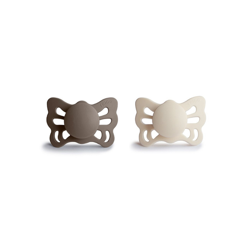 [30714501] FRIGG Sucette + 0 mois Butterfly silicone Portobello/Cream - 2 pièces