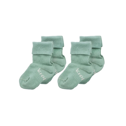 [30920801] KipKep Paire de chaussettes antidérapante Pale Green 6 à 12 mois - 2 pièces
