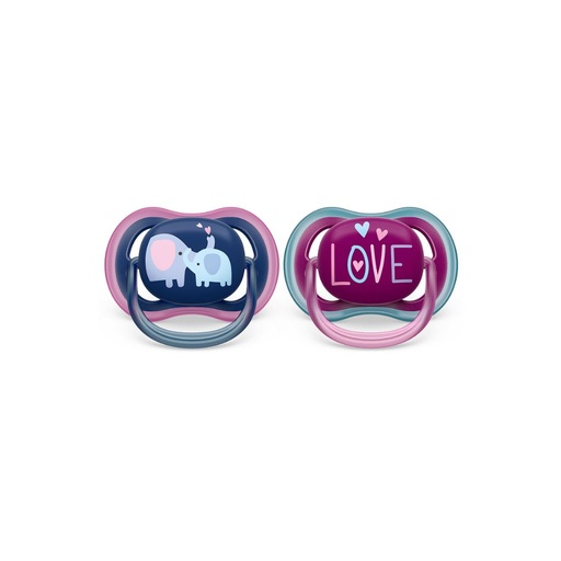 [30917701] Philips AVENT Fopspeen + 18 maanden Ultra Air Elephant, Love - 2 stuks