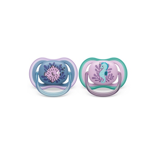 [30918301] Philips AVENT Fopspeen + 6 maanden Ultra Air zeepaard, vis - 2 stuks