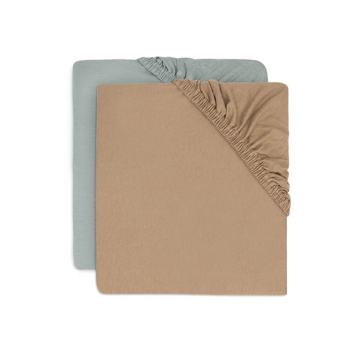 [30995901] Jollein Drap-housse Sea Green/Biscuit Lg 60 x L 120 cm - 2 pièces