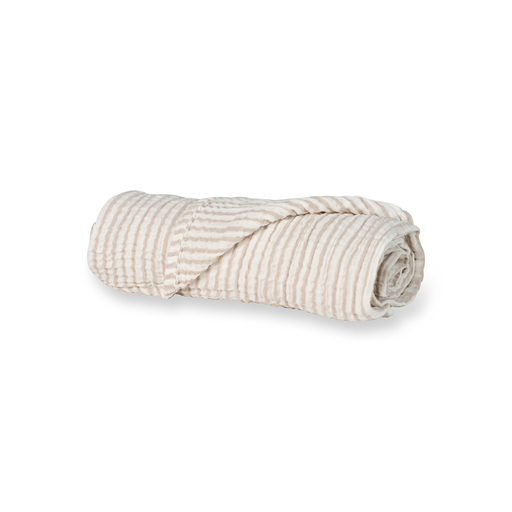 [31060101] Quax Couverture d'été pour lit Natural Stripes beige coton Lg 90 x L 110 cm
