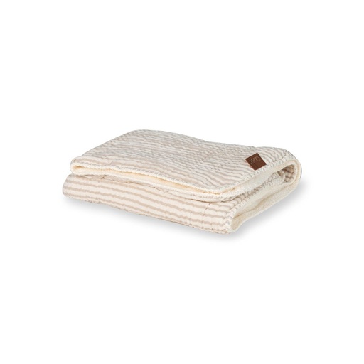 [31060201] Quax Couverture Muslin Natural Stripes beige Lg 80 x L 65 cm