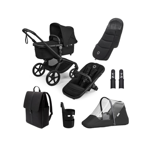 [31126701] Bugaboo Kinderwagen Fox 5 Renew + draagmand + voetenzak + adapters + verzorgingstas + bekerhouder + regenhoes Heritage black